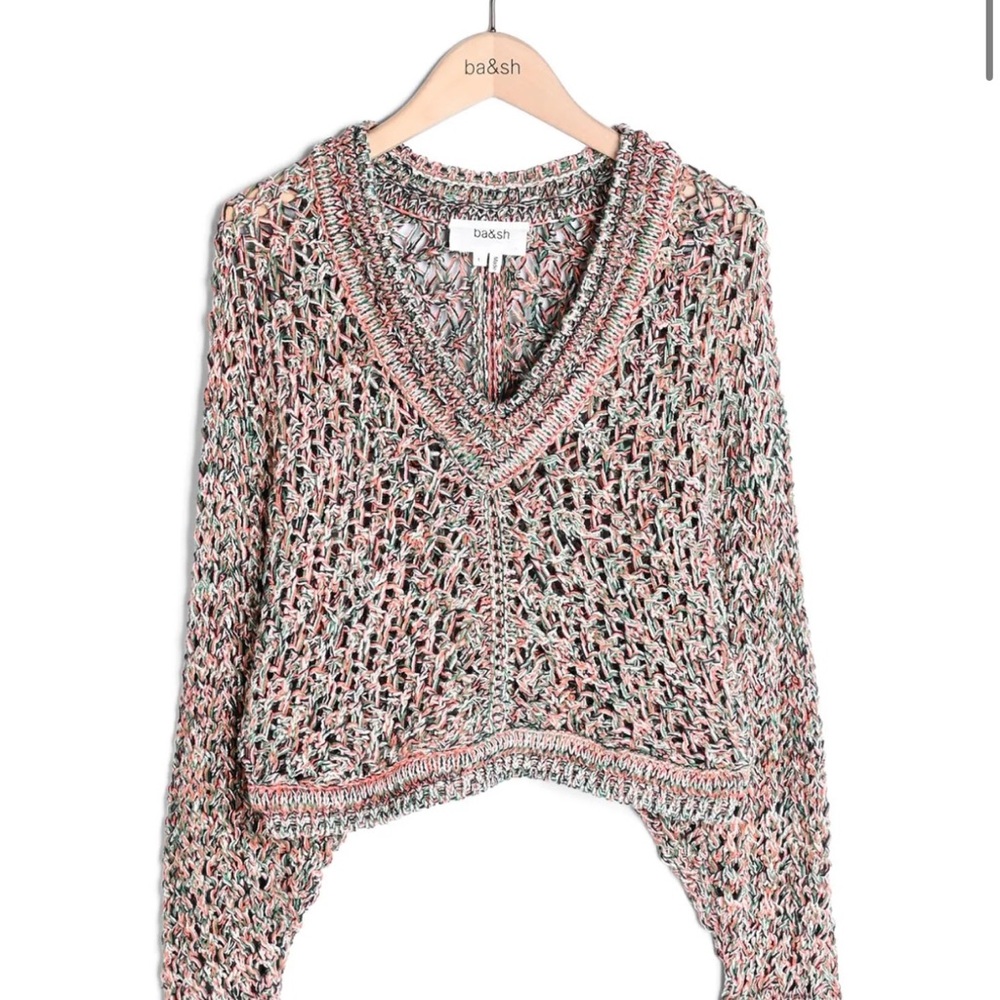 Ba&sh Lady Pullover : Nando Multicolor Open Knit Cropped Sweater